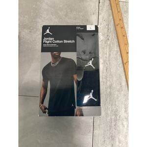 NIB Nike Jordan Flight Base Cotton Stretch Crew Neck Tee 2 PACK - BLACK, SMALL